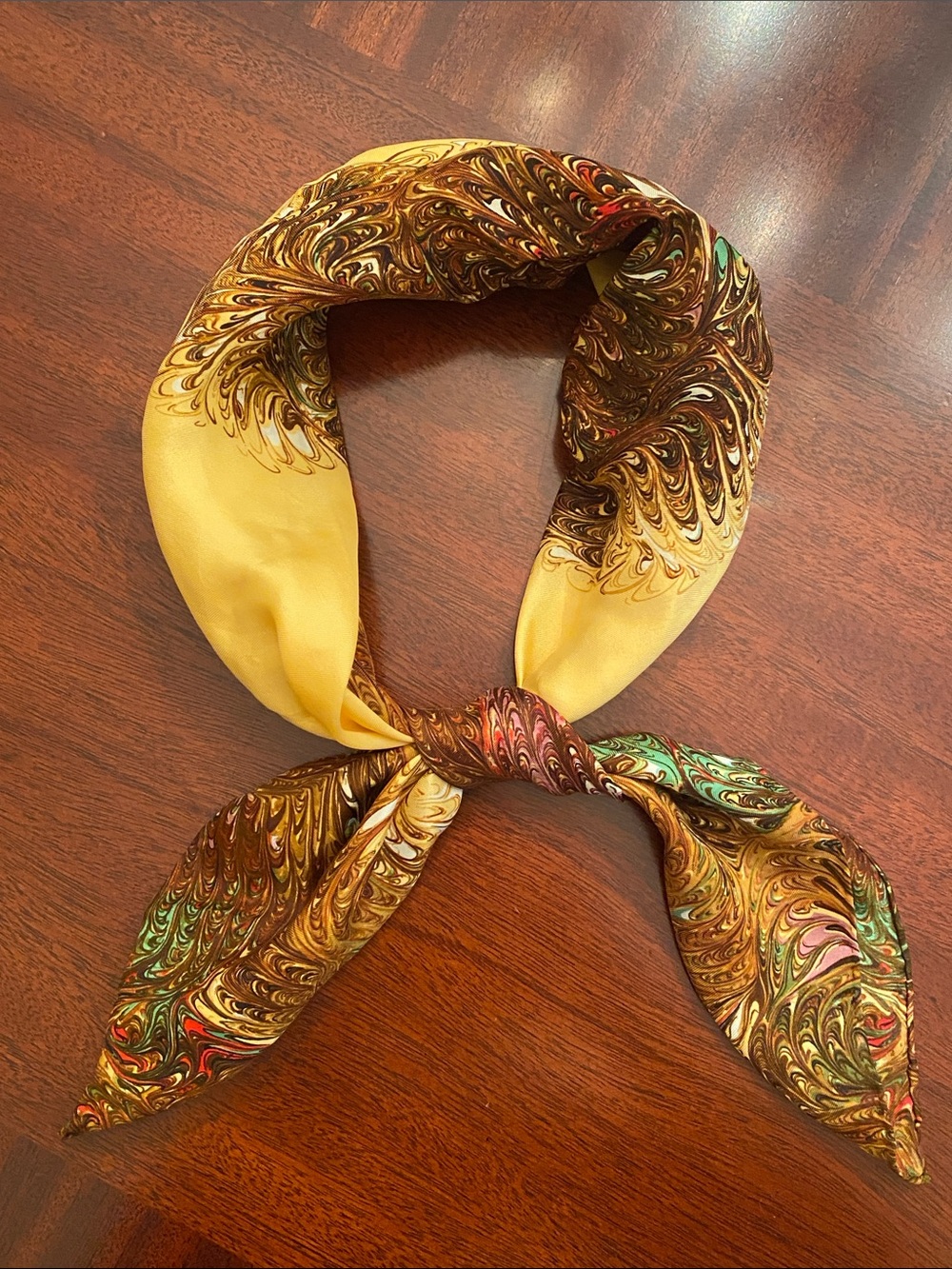 Burmel Silk Blend Handrolled Marbled Patterned Neck Scarf Made in Japan